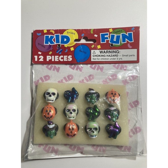 Vintage Kids Halloween Characters Rings 12 Pack Party Favors Spooky Prizes NOS - Picture 1 of 5